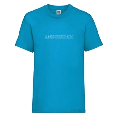 T-shirt i Azure blue med tekst